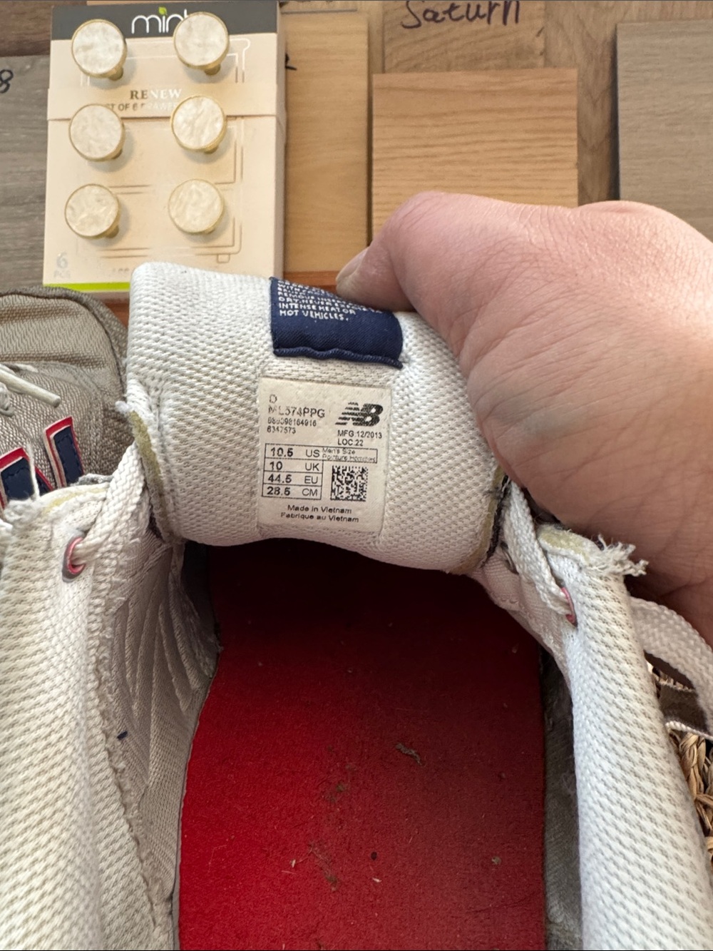 Sooo handsome New Balance Men's 574 Sneakers in Gray with Navy & Red Highlights - Picture 5 of 6